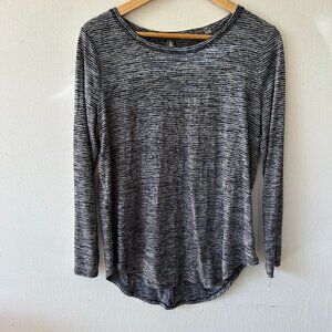 Athleta Long Sleeve Top Womens Large Blue Striped Boatneck Rear Cut Out Active